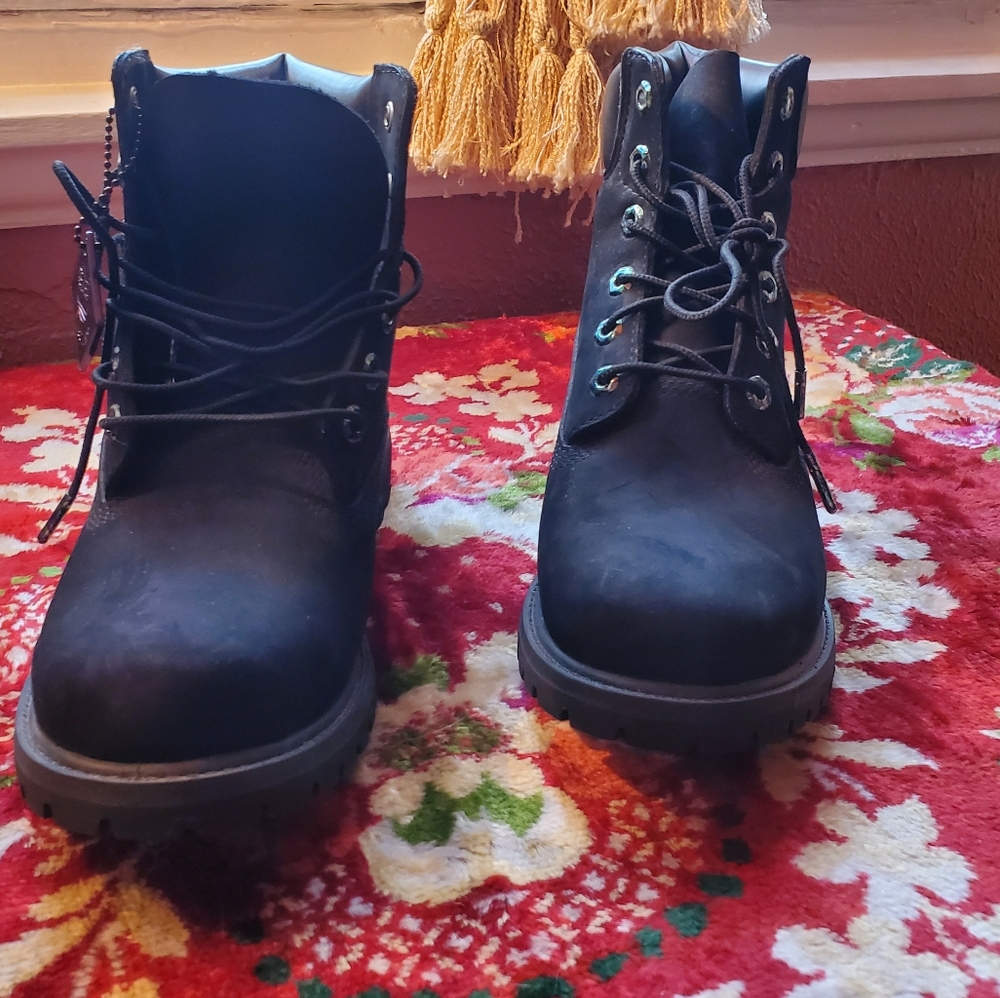 Timberland Black iridescent Booties, Brand New
